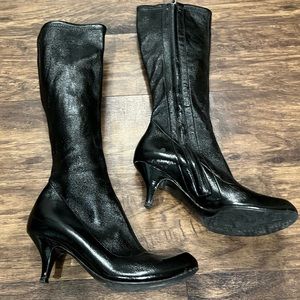 Baldinini Black Patent Leather Knee Boots Sz. 36.5 EU‎